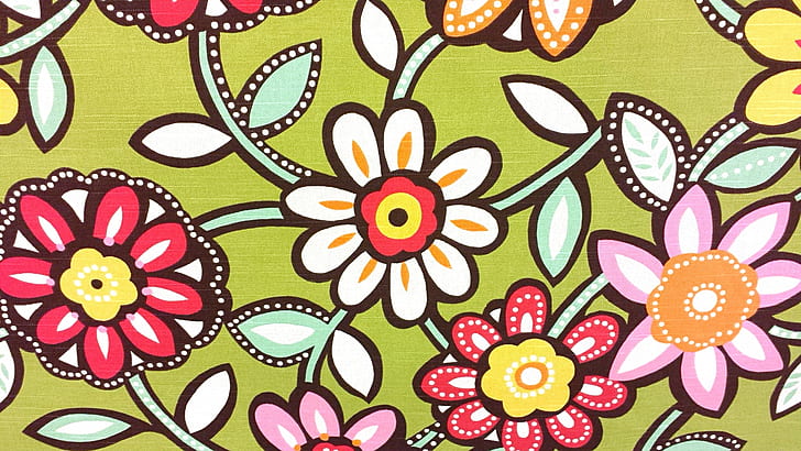 green and multicolored floral textile