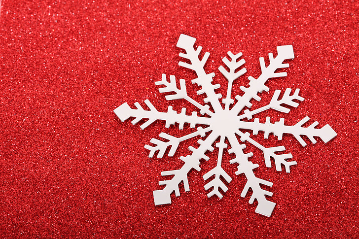 photo of gray and red snowflake illustration