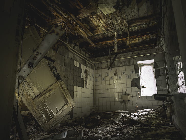 photo of wrecked bathroom