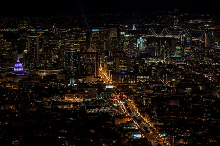 aerial view of city lights