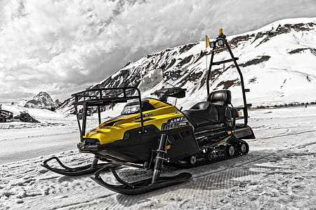 Yellow and Black Snowmobile