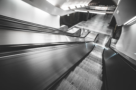 Underground Subway Escalator in Hypnotic Motion