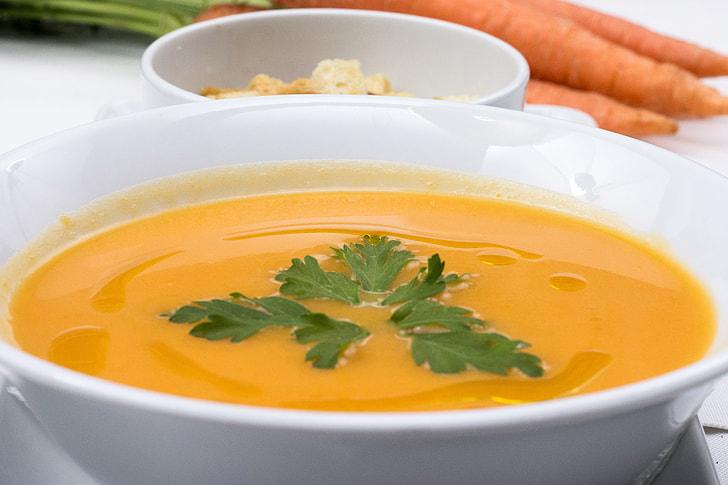 Carrot soup in bowl