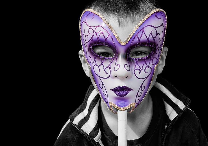 boy in purple mask