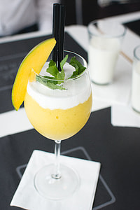 Frozen mango drink in a restaurant