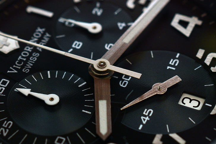 black Victorinox analog chronograph watch