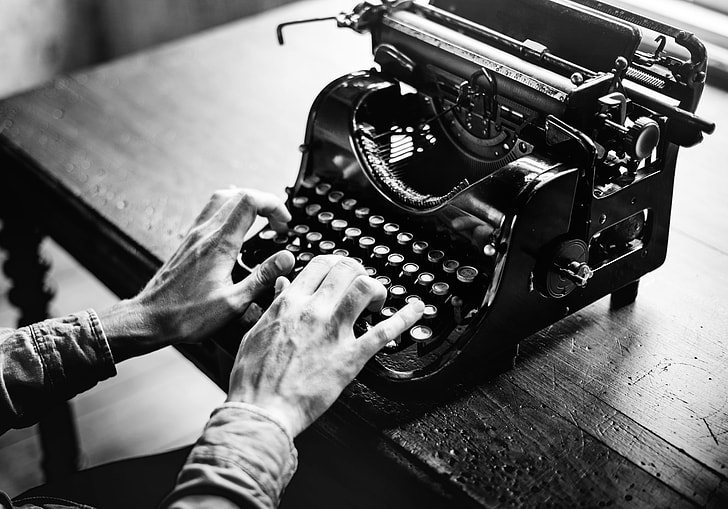 Typing Vintage Typewriter B&W