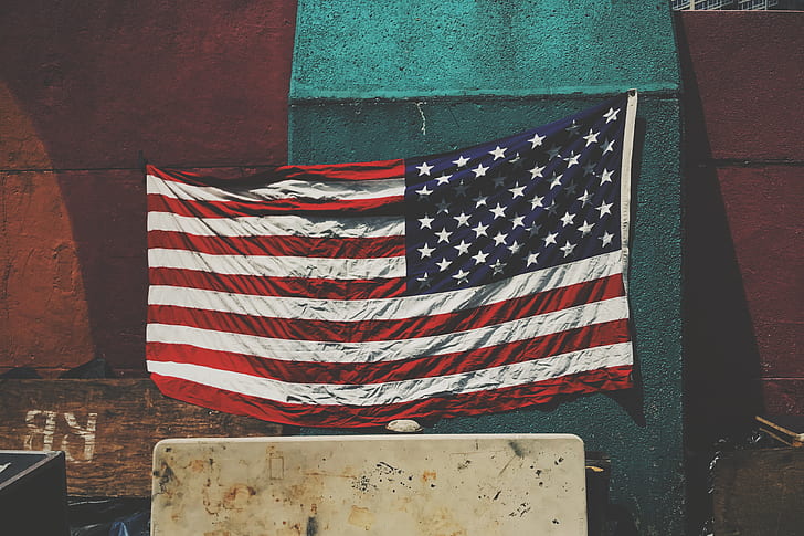 U.S.A. flag hang on green board