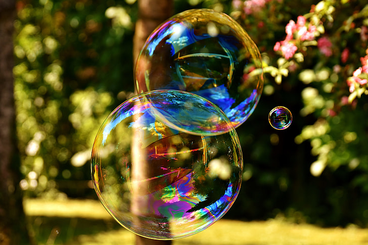 Premium Photo  Beautiful colorful soap bubbles float background.