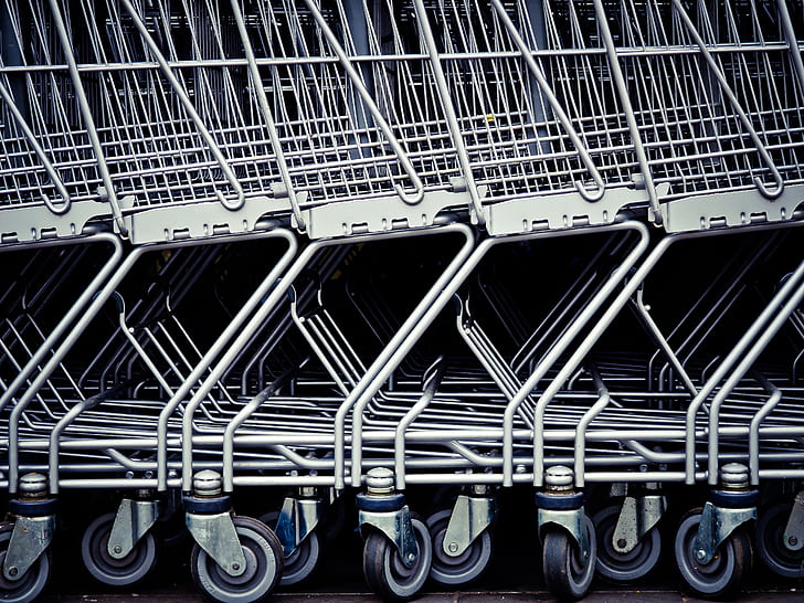 white shopping cart stacked