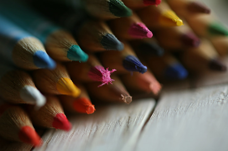 Closeup shot of colour art pencils