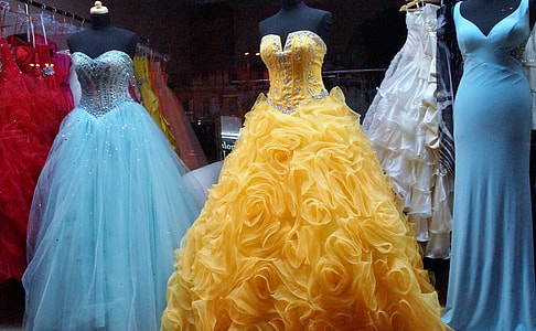women's assorted-colored gowns on display during daytime