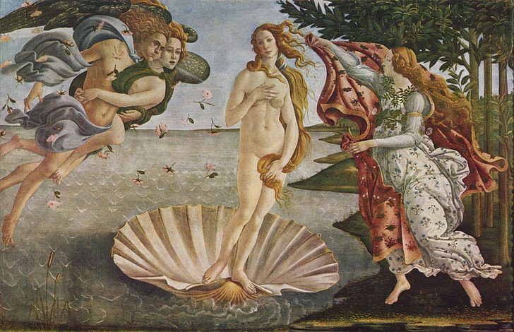 woman standing on white seashell painting