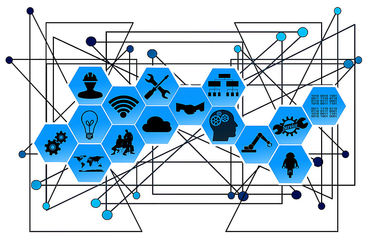 blue and black network illustration