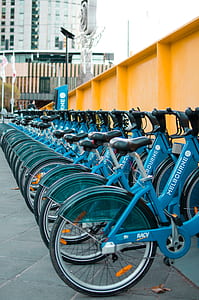 blue Melbourne bicycle lot