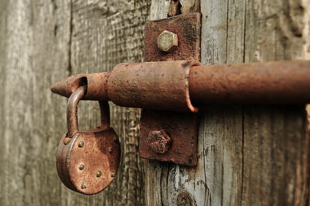 brown metal door lock
