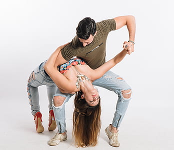 couple dancing tango with white background