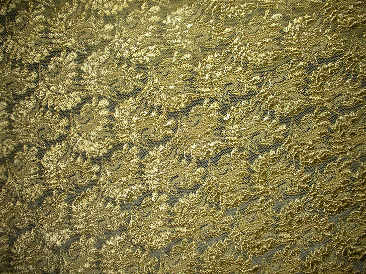 green, textile, lace, gold, background, texture