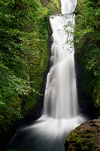 slow shutter photograph of waterfalls