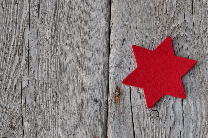 red David's Star on gray wood surface