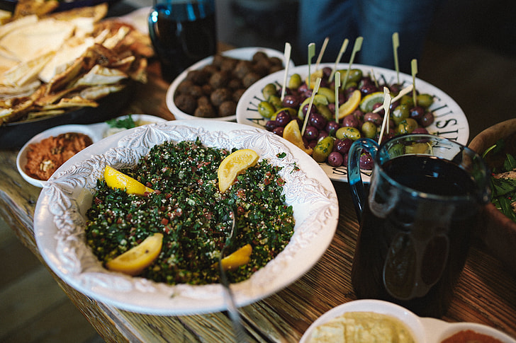 Table with Lebanese Food