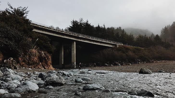 gray concrete bridge photography