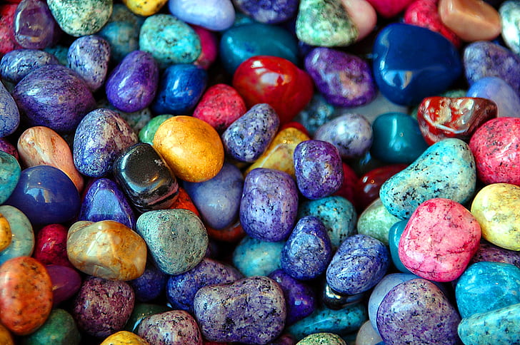 macro shot of multicolored pebble stones