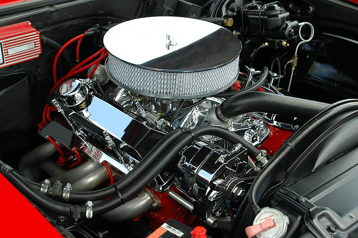 black and red engine bay