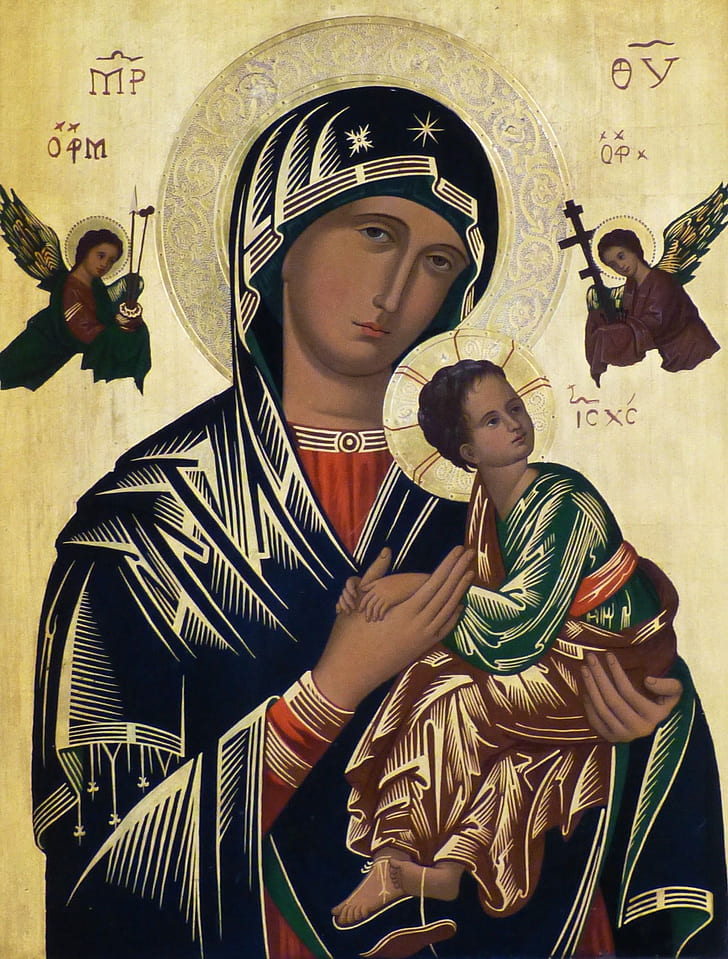 closeup photo of Our Lady of Perpetual Help painting