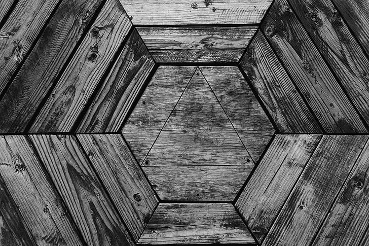 hexagonal wooden tiles