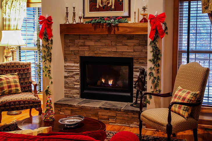 black and brown electric fireplace