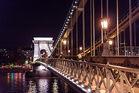 Széchenyi Chain Bridge in Budapest at Night