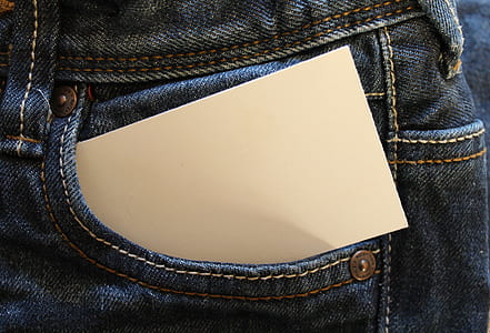 White Card on Gray Denim Pants Pouch