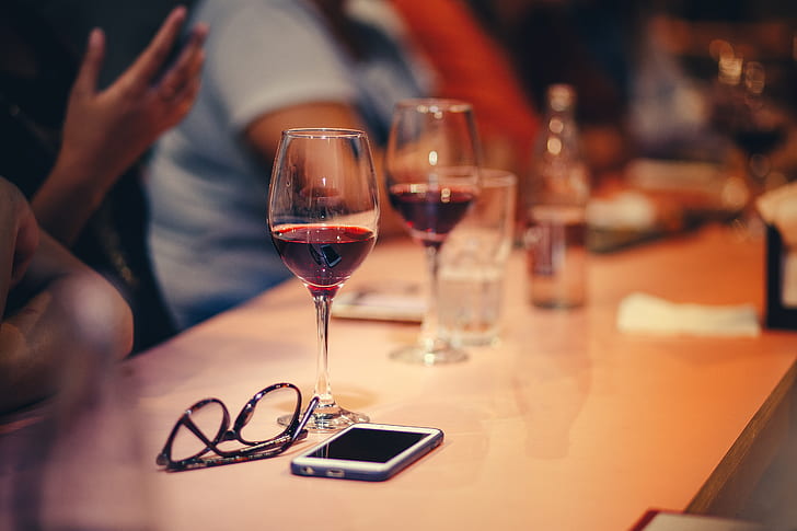 Wine Glasses On Table