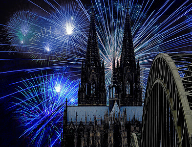 black castle with fireworks illustration