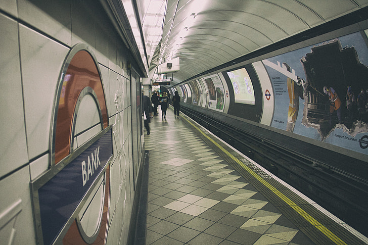 A shot from the platform of the Bank tube station on the London Underground