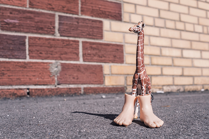 brown and white giraffe figurine