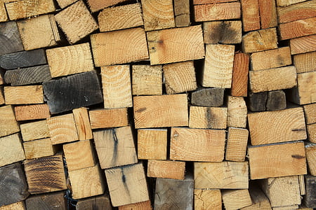 closeup photo of pile of timbers