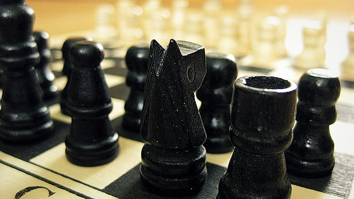 black wooden chess set