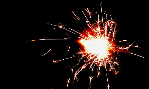 Fire Cracker Spark in Night Time Photography