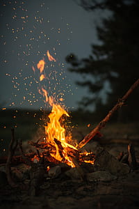 shallow focus photography of bonfire