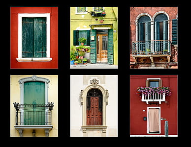 assorted-color Juliet windows photo collage