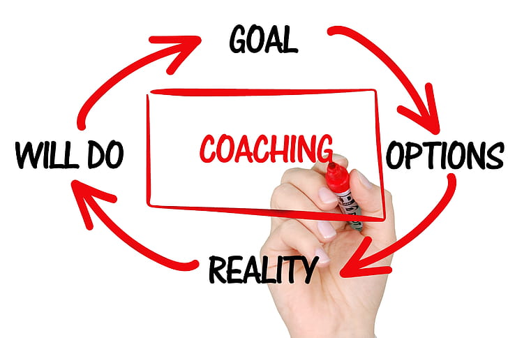 person holding red marker sketching cycle of coaching