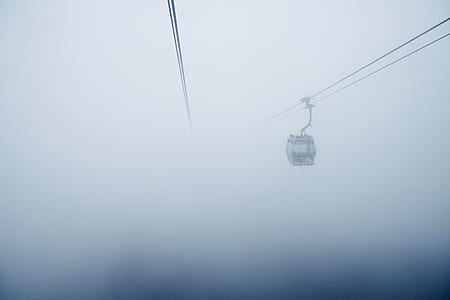 cable car with fogs