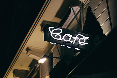 Cafe Neon Sign Night