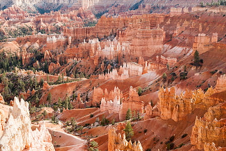 aerial photo of brown rock formations