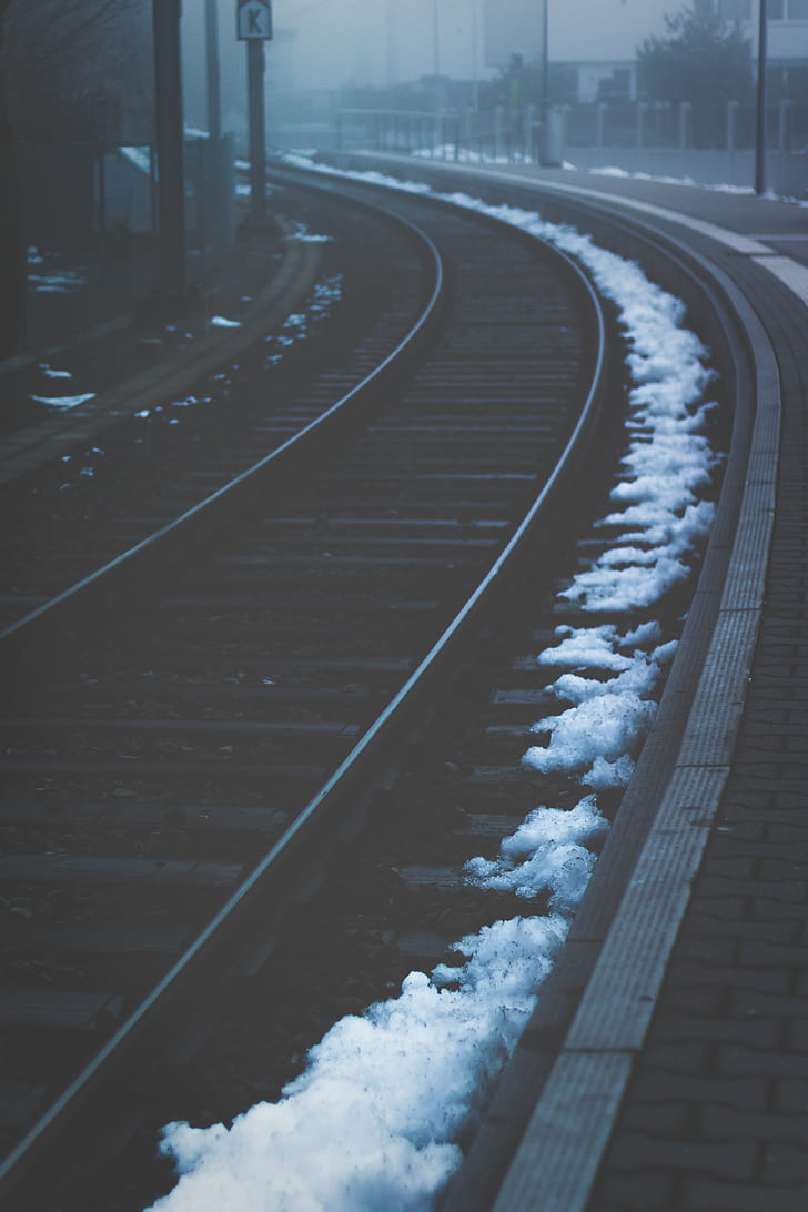 train railway with snows