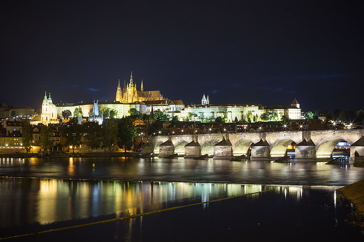 Prague Castle and Charles Bridge at Night