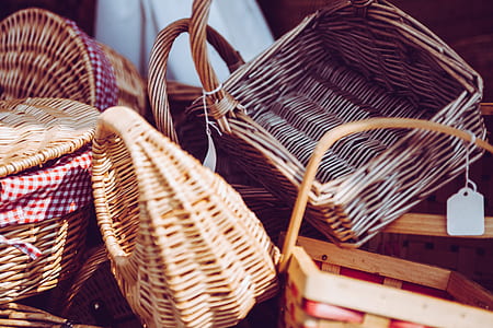 Stacked Brown Wicker Baskets