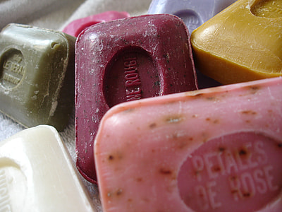 assorted-color soap bars